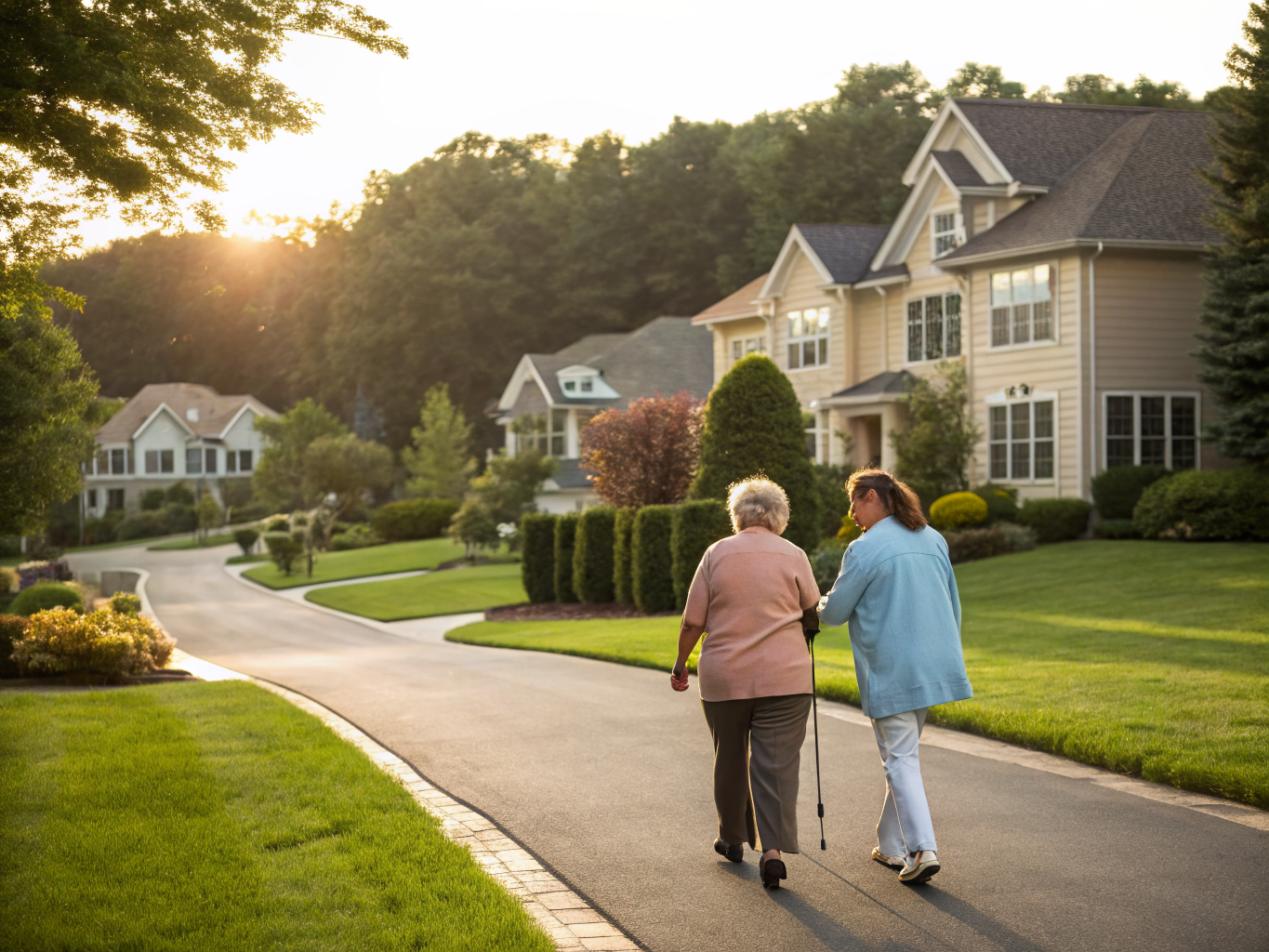 Home health aide assisting a senior resident in Tenafly NJ Bergen County