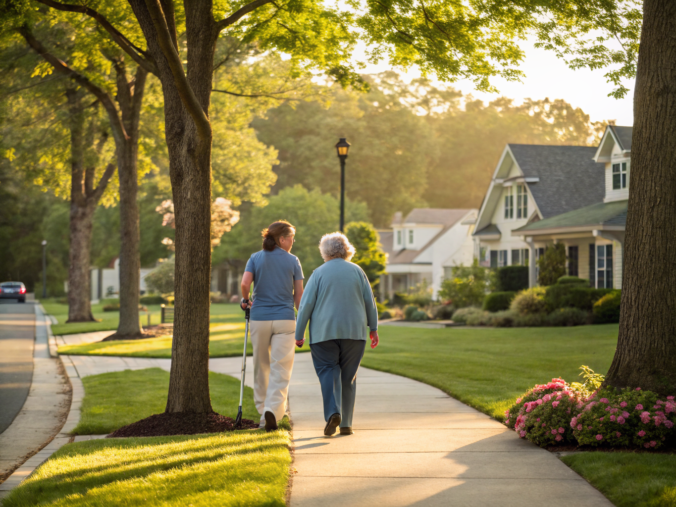 Home health aide providing care for a senior resident in Tinton Falls NJ Monmouth County