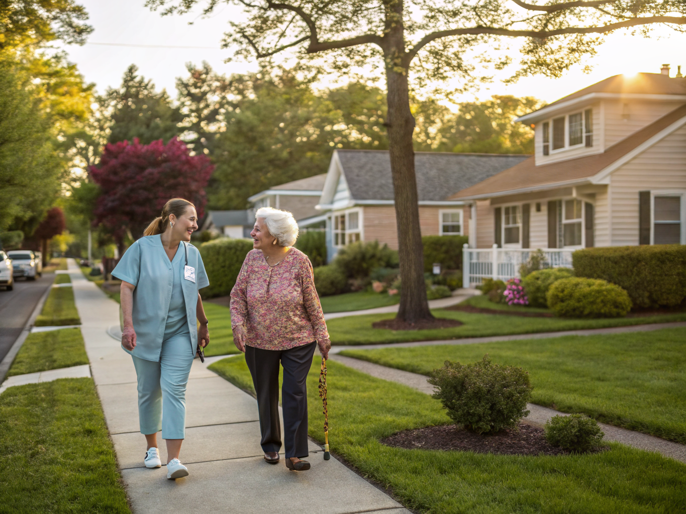 Home health aide assisting a senior resident in Victory Gardens NJ Morris County