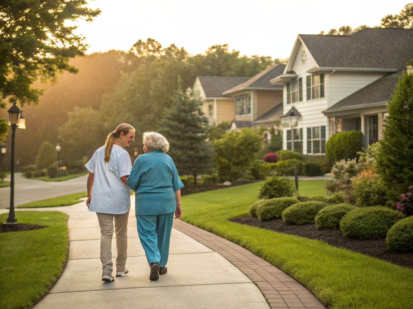 Home health aide assisting a senior resident in Waldwick NJ Bergen County