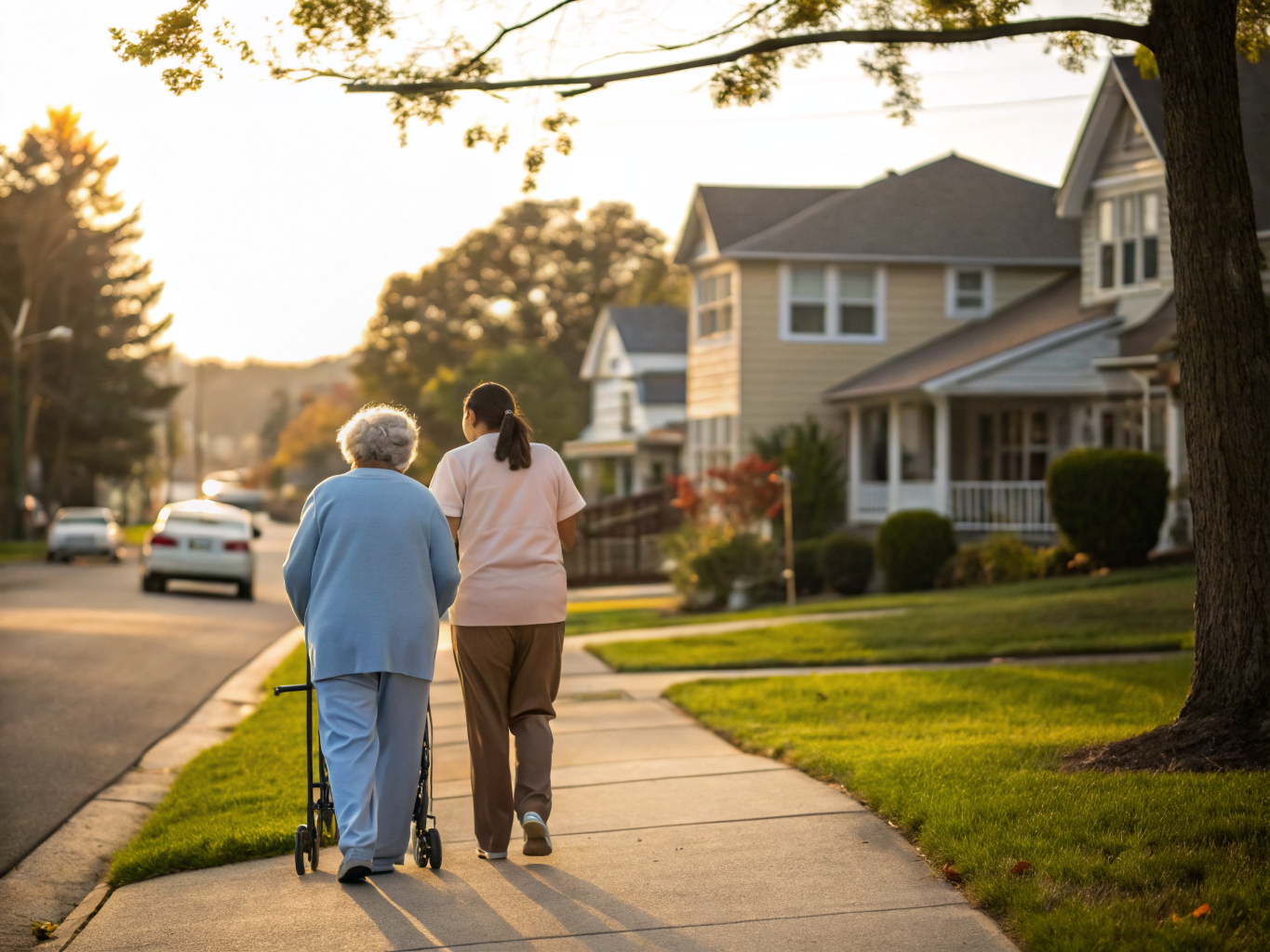 Home health aide assisting a senior resident in Wallington NJ Bergen County