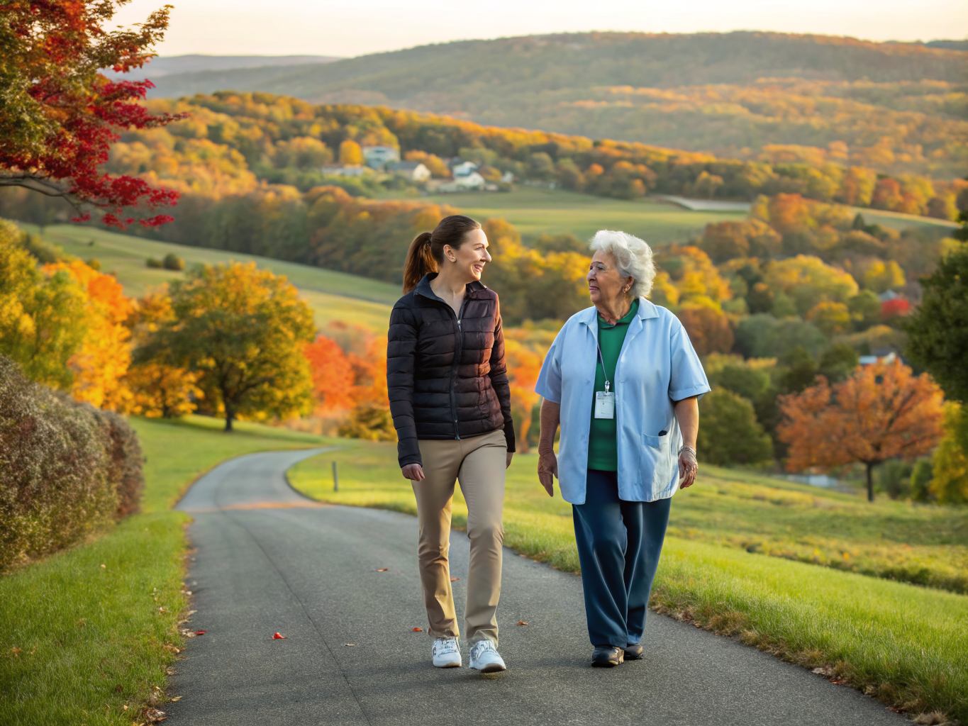 Home health aide assisting a senior resident in Washington Township/Long Valley NJ Morris County