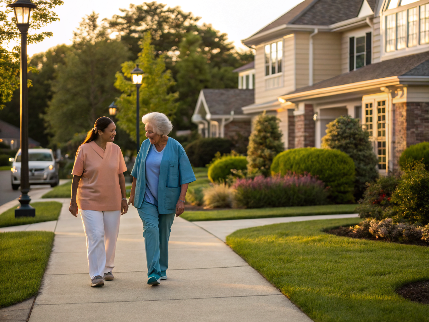 Home health aide assisting a senior resident in Wayne NJ Passaic County
