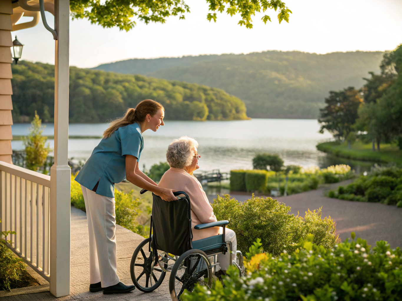 Home health aide assisting a senior resident in West Milford NJ Passaic County