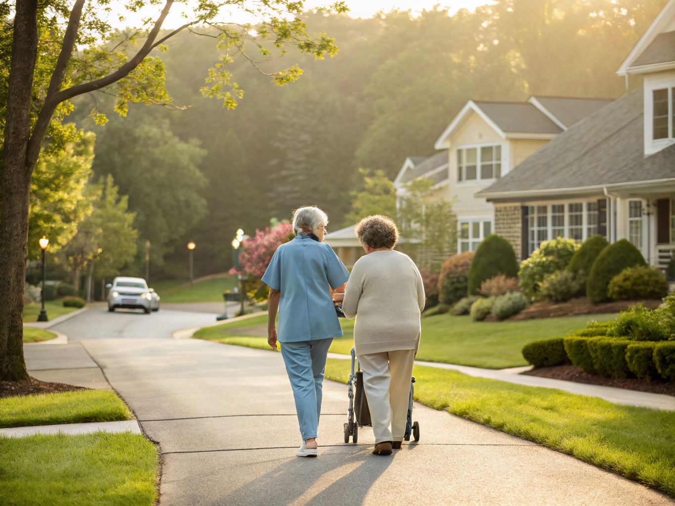 Home health aide assisting a senior resident in Wood-Ridge NJ Bergen County