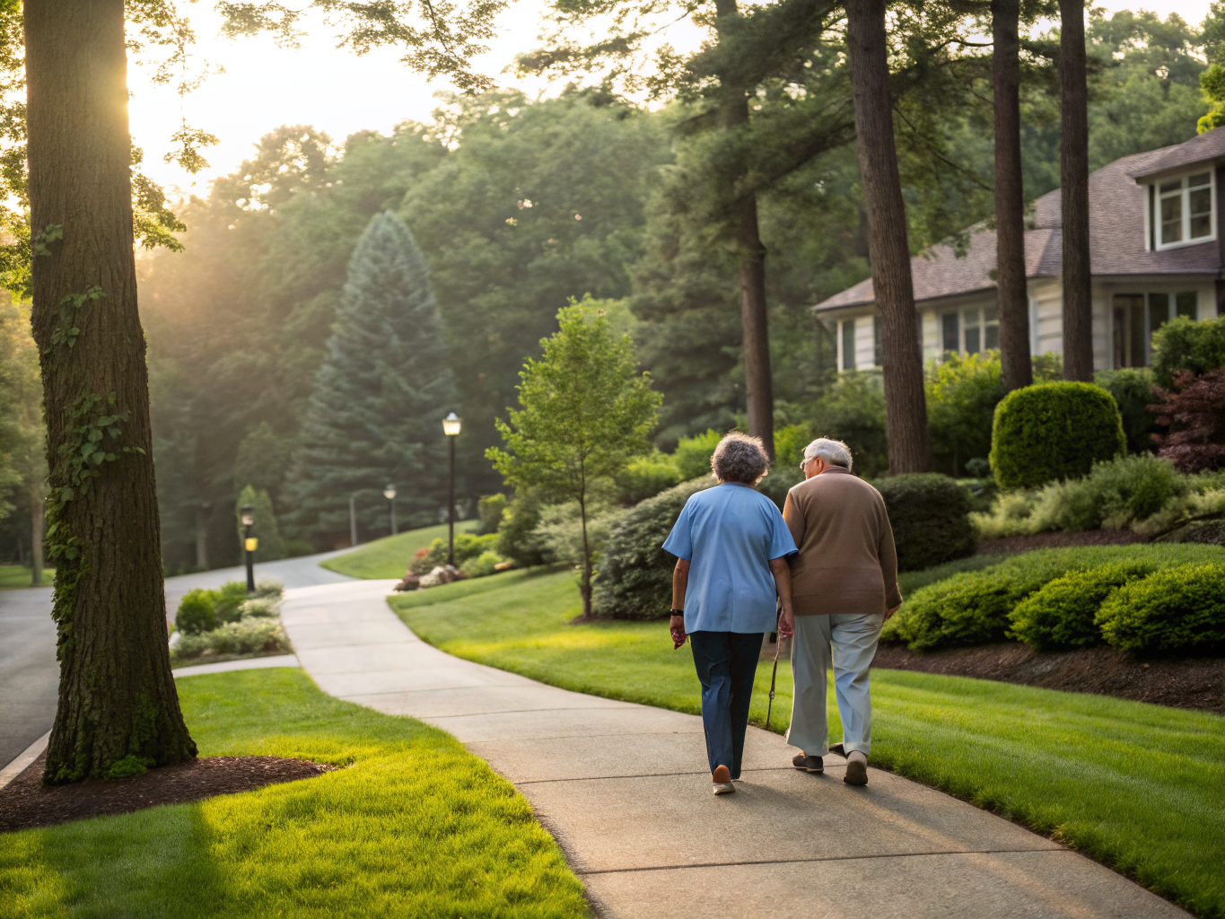 Home health aide assisting a senior resident in Woodcliff Lake NJ Bergen County