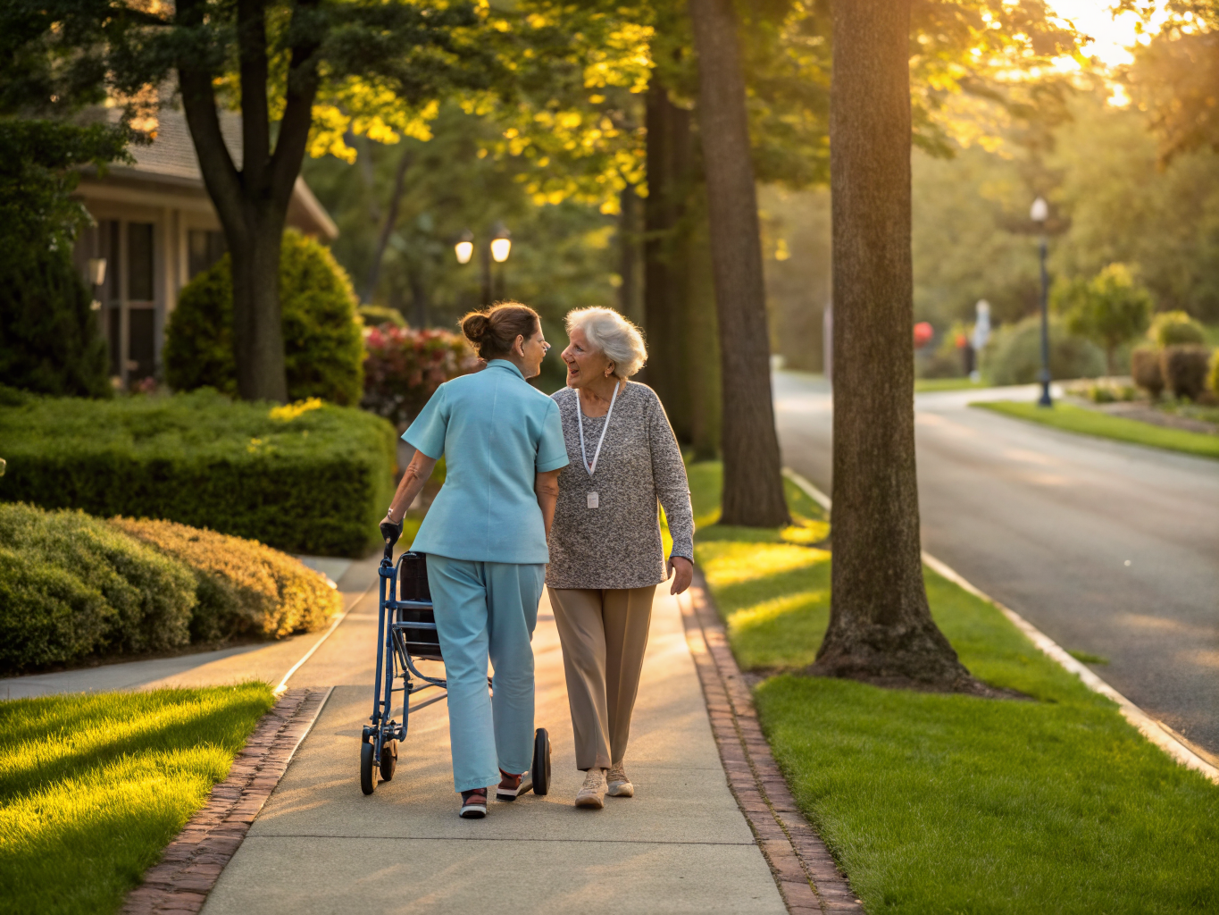 Home health aide assisting a senior resident in Wyckoff NJ Bergen County