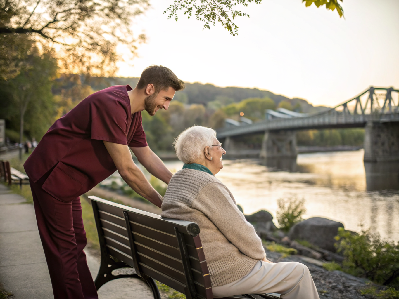 Home health aide providing care for senior homeowners aging in place in Bloomsbury Hunterdon County NJ