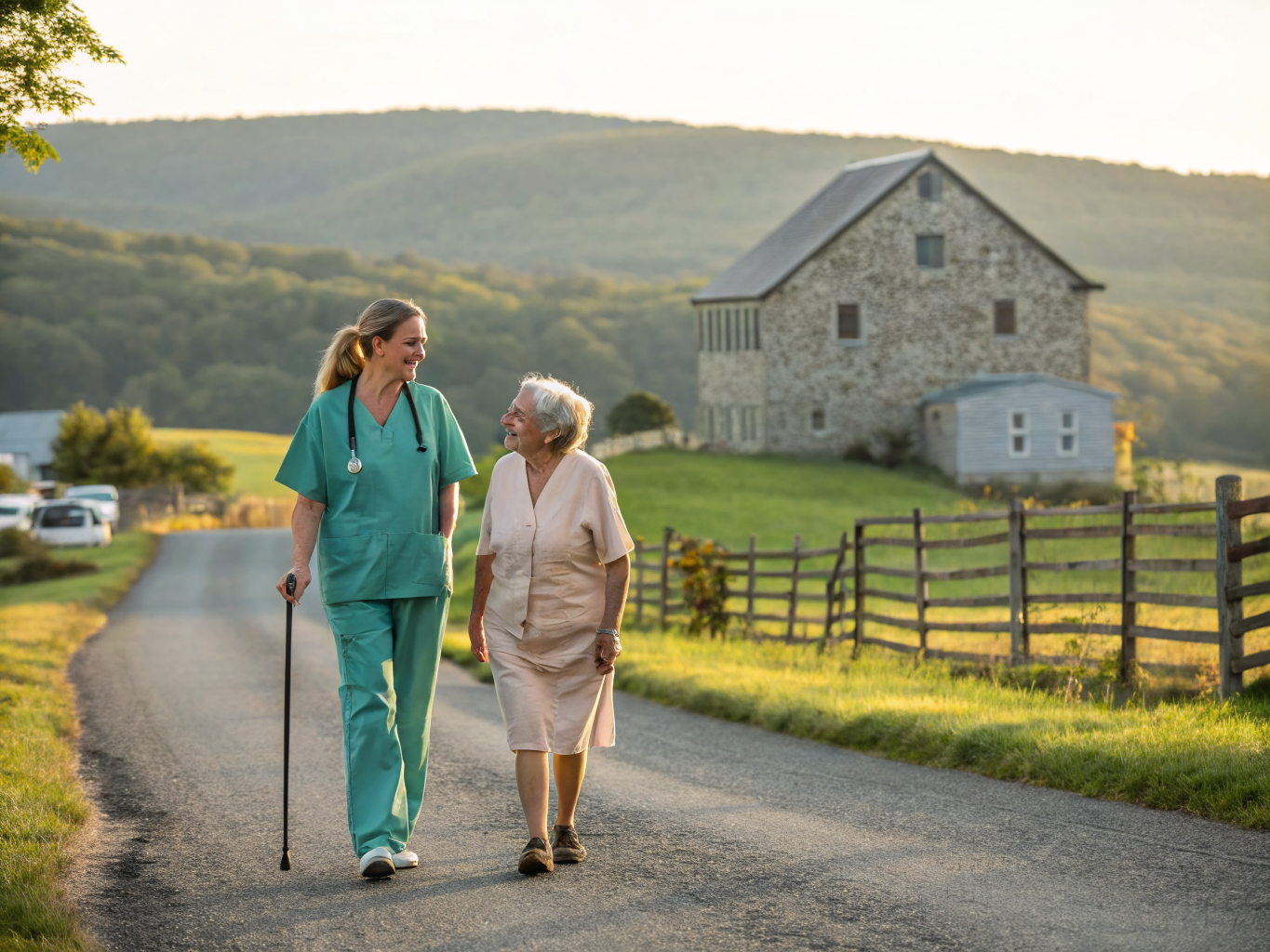 Home health aide providing care for senior homeowners aging in place in East Amwell Township Hunterdon County NJ