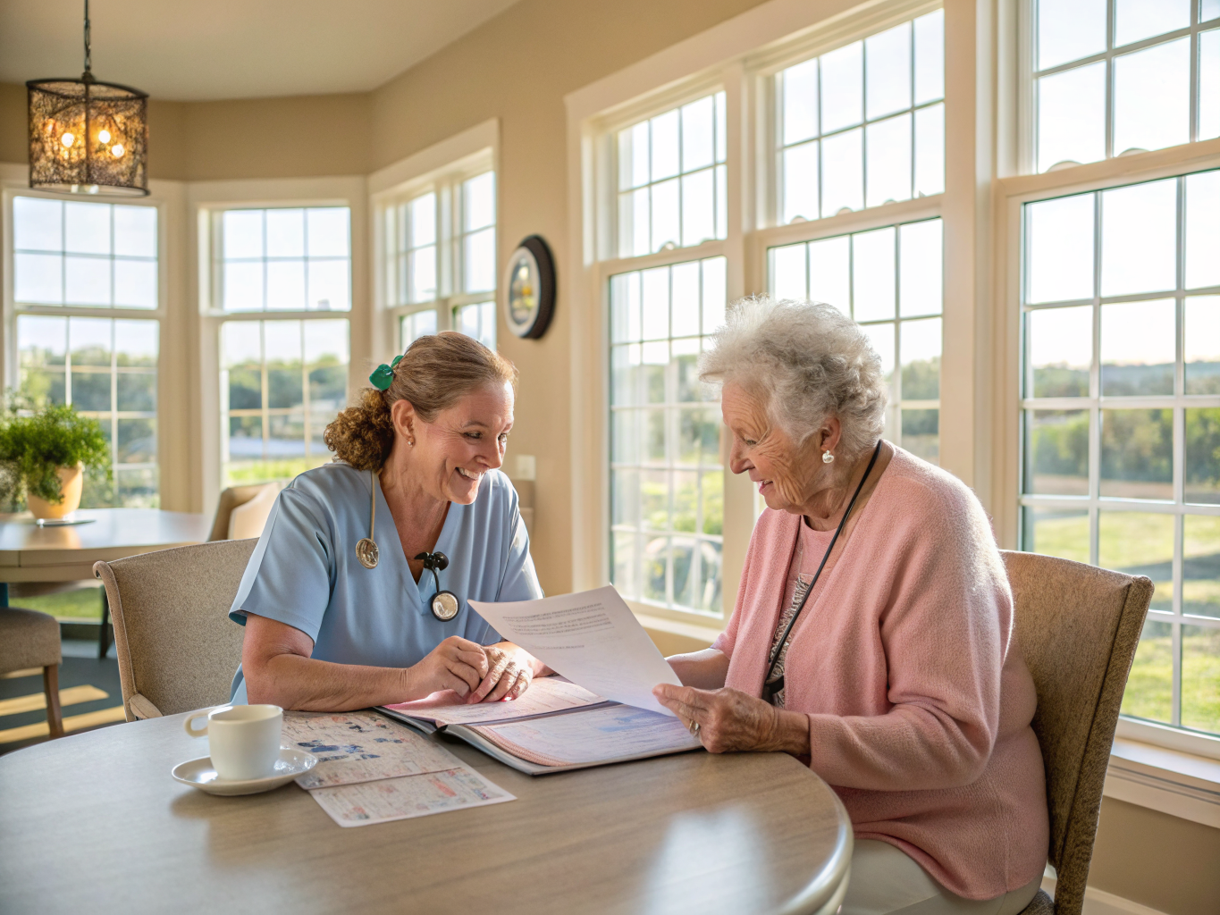 Home health aide providing care at Flemington Fields in Flemington Hunterdon County NJ
