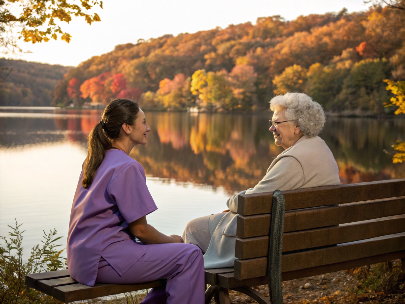 Home health aide providing care for senior homeowners aging in place in Lebanon Township Hunterdon County NJ