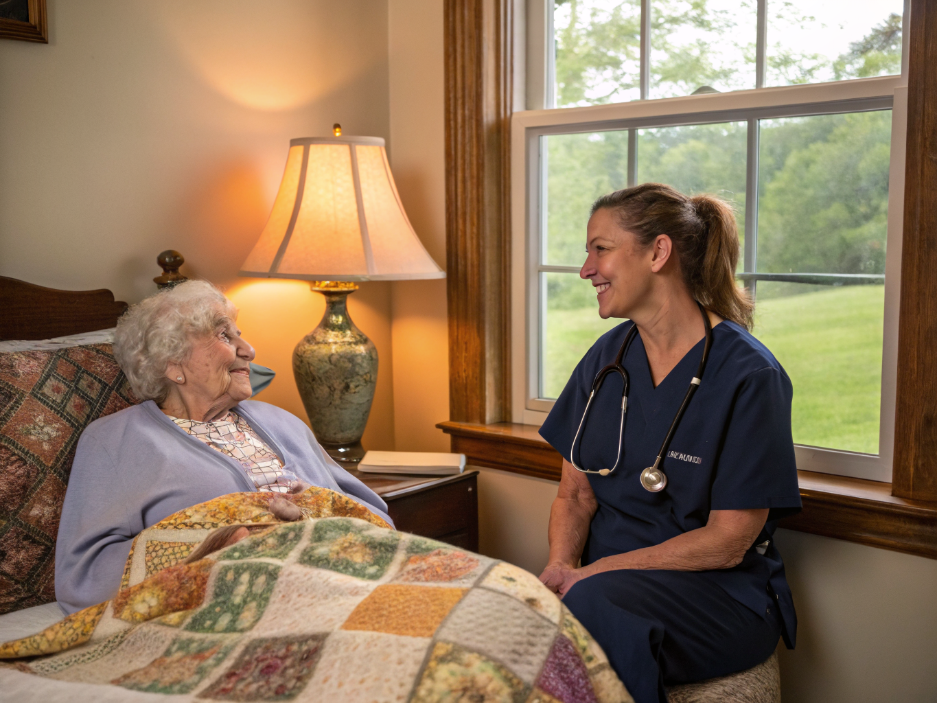 Home health aide providing care at Little Brook Nursing and Convalescent Home in Califon Hunterdon County NJ