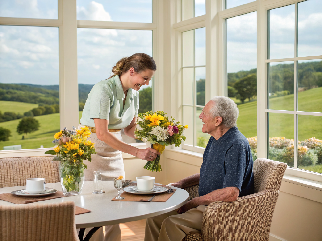 Home health aide providing care at The Mews at Annandale in Annandale Hunterdon County NJ