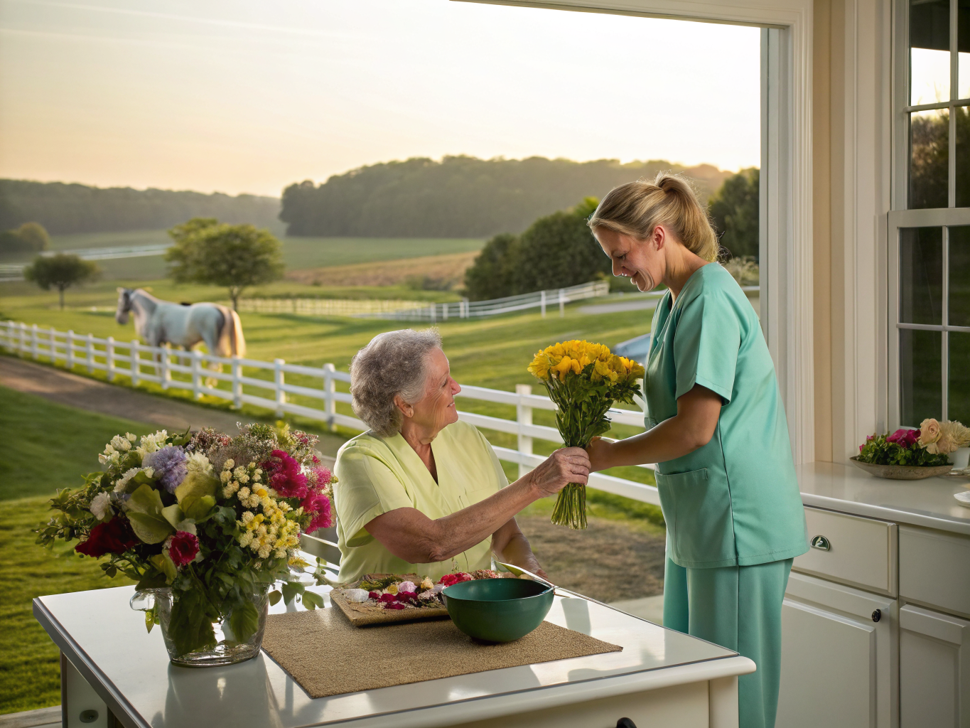 Home health aide providing care for senior homeowners aging in place in Readington Township Hunterdon County NJ
