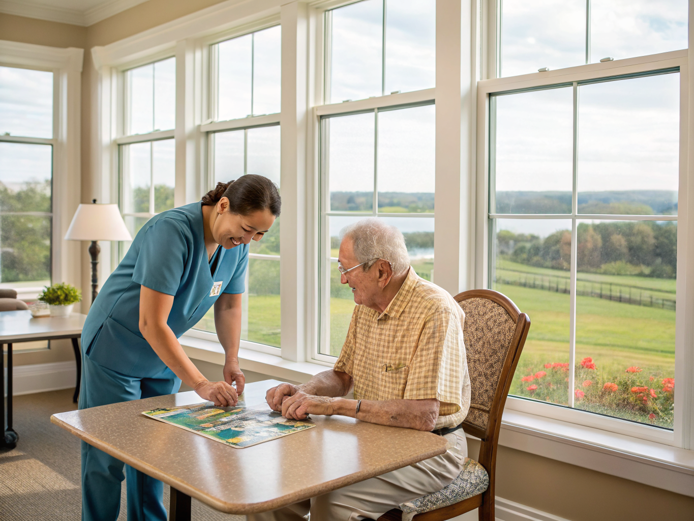 Home health aide providing care at Rolling Hills Care Center in Lebanon Hunterdon County NJ