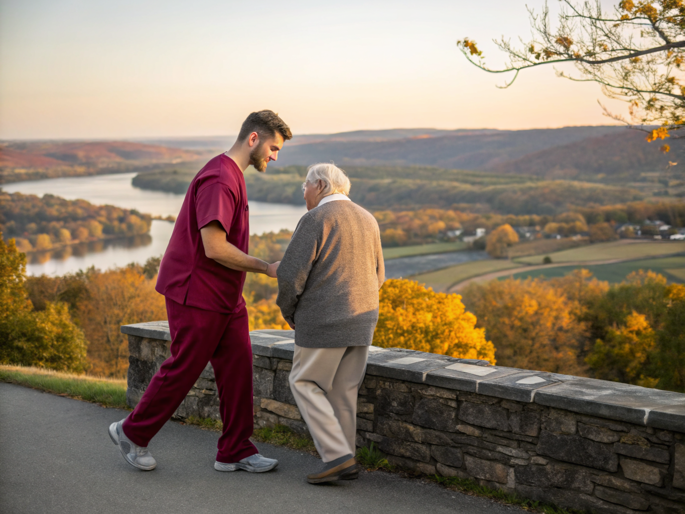 Home health aide providing care for senior homeowners aging in place in West Amwell Township Hunterdon County NJ
