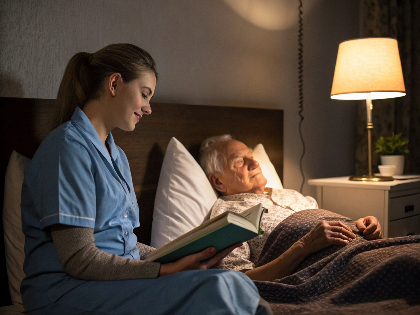 Around-the-clock nighttime watch near Kessler West Orange NJ — caregiver monitoring sleeping senior