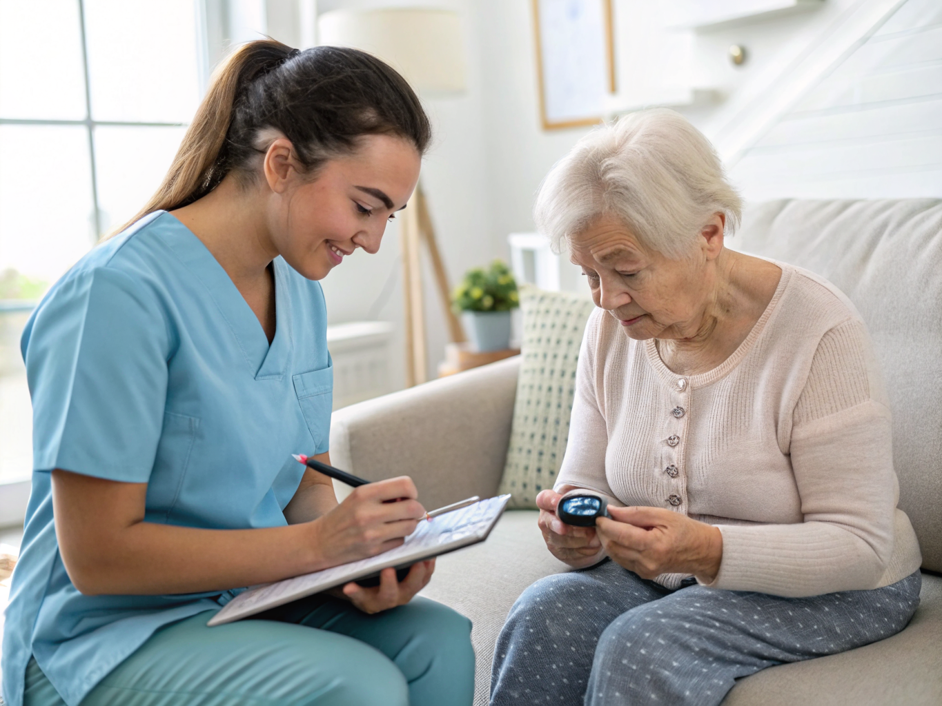 24-hour caregiver monitoring oxygen levels for senior near Kessler West Orange NJ — post-rehab health tracking