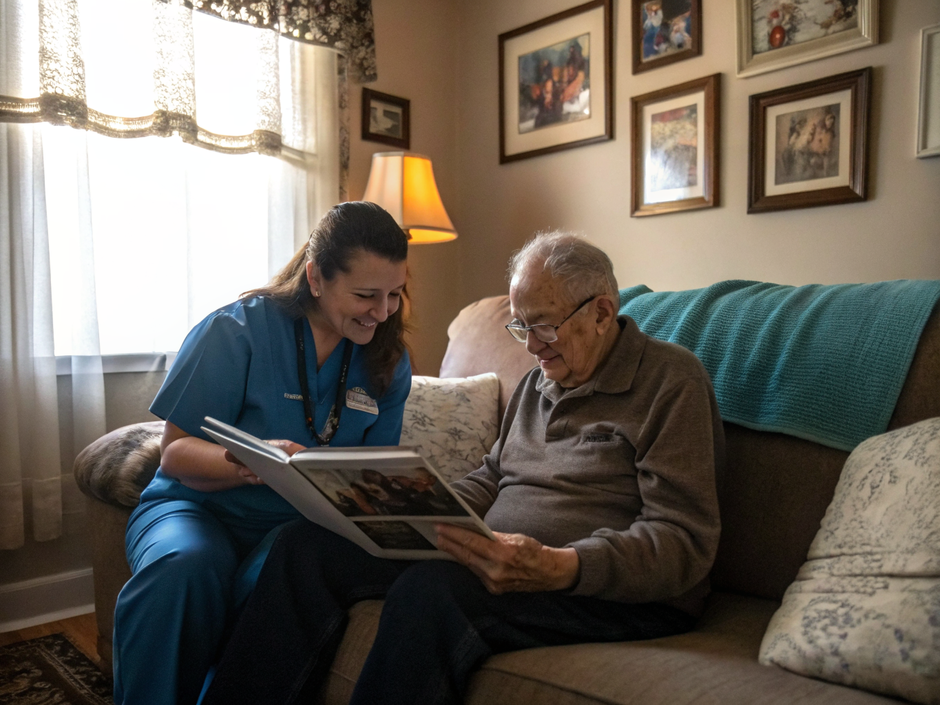 Memory care support near Kessler West Orange NJ — photo album therapy session