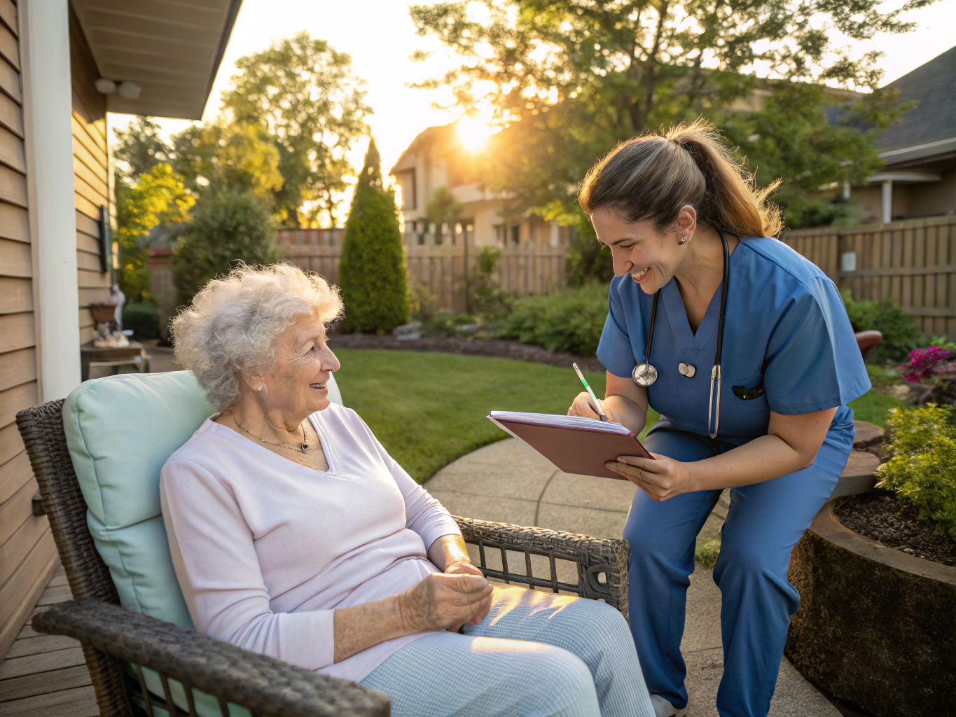 RN-supervised cognitive care plan near Kessler West Orange NJ — nurse reviewing with aide
