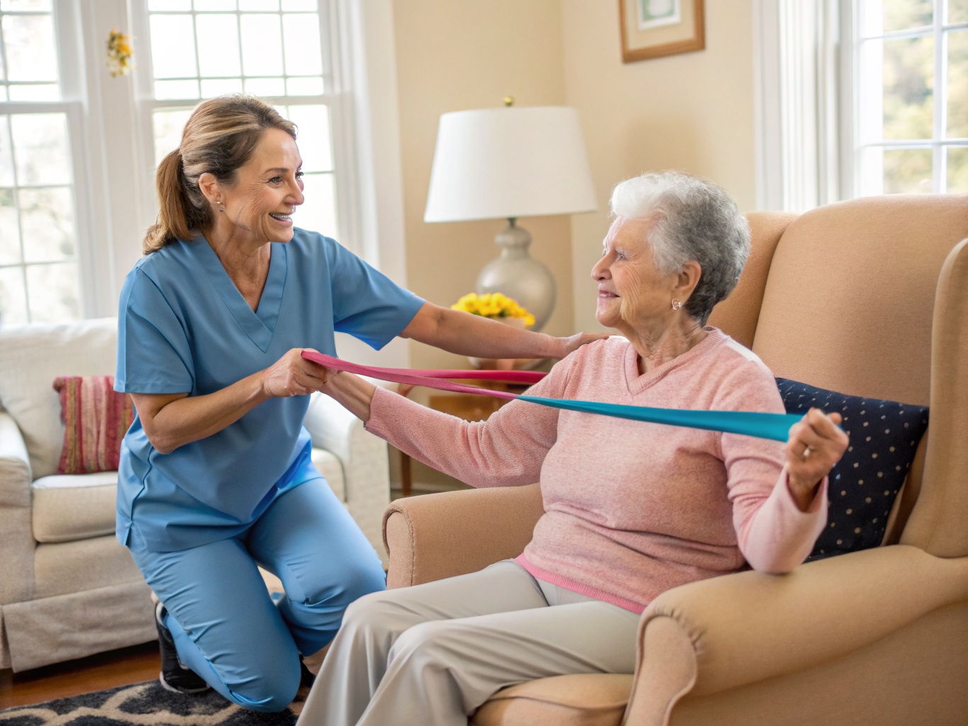 Rehabilitation recovery at home near Kessler West Orange NJ — arm stretching exercises