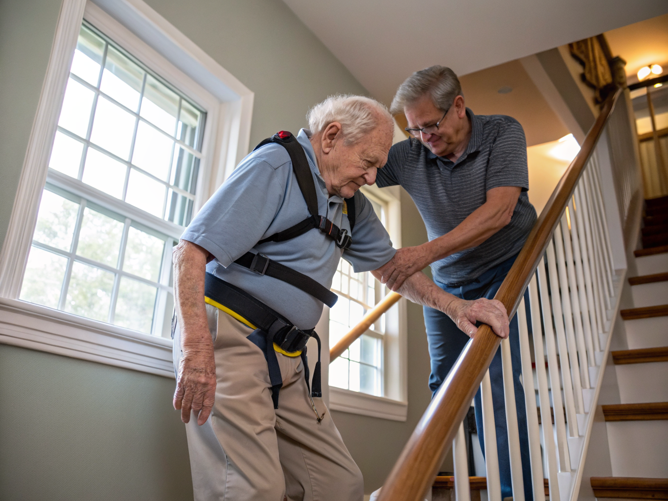 Post-rehab stair training near Kessler West Orange NJ — caregiver-assisted mobility