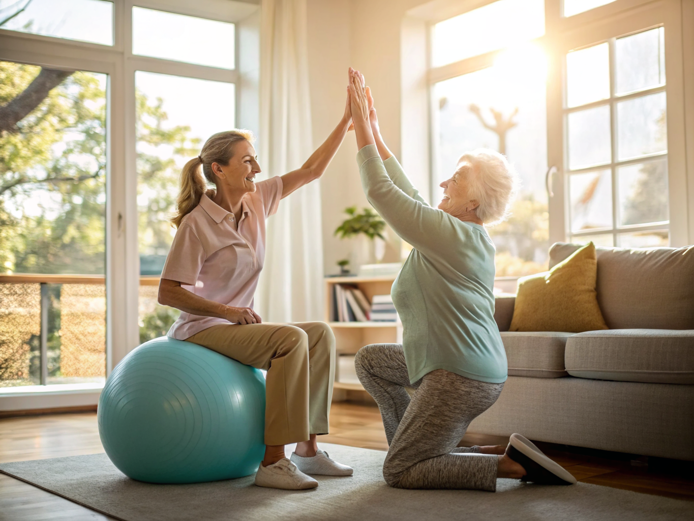 Post-rehab balance exercises near Kessler West Orange NJ — seated therapy at home