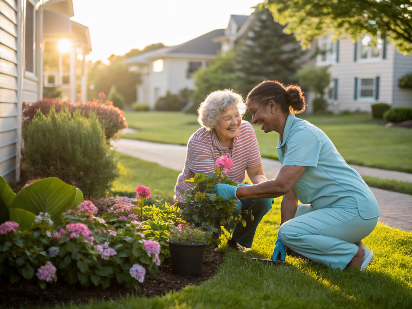 Live-in caregiver assisting a senior resident in Jackson NJ Ocean County