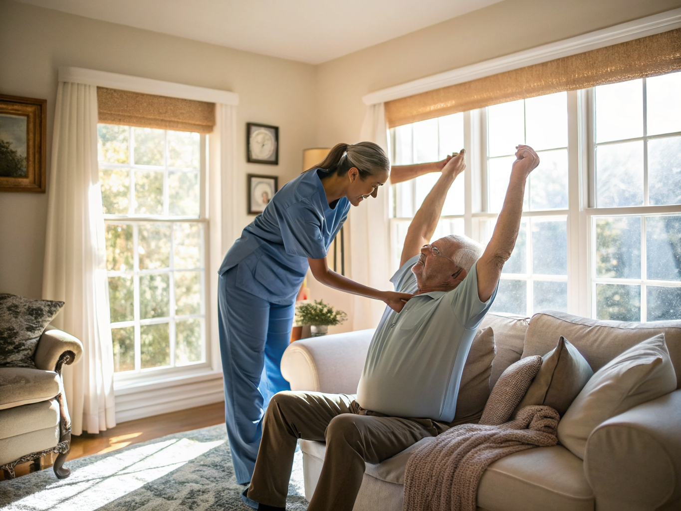 Live-in caregiver assisting a senior resident in Lakewood NJ Ocean County