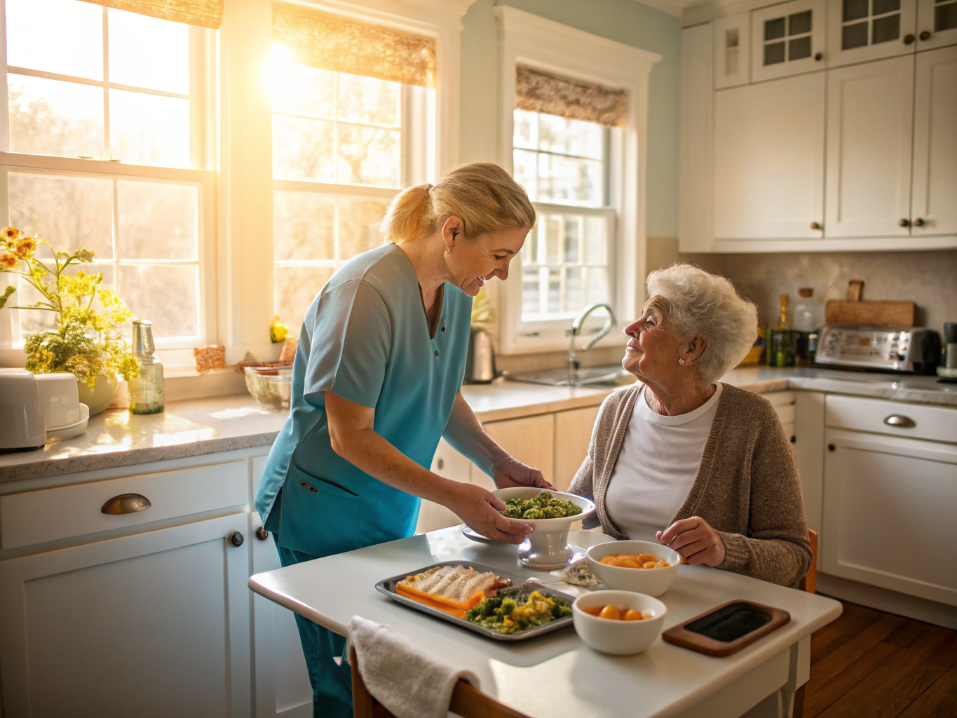 Live-in caregiver assisting a senior resident in Toms River NJ Ocean County