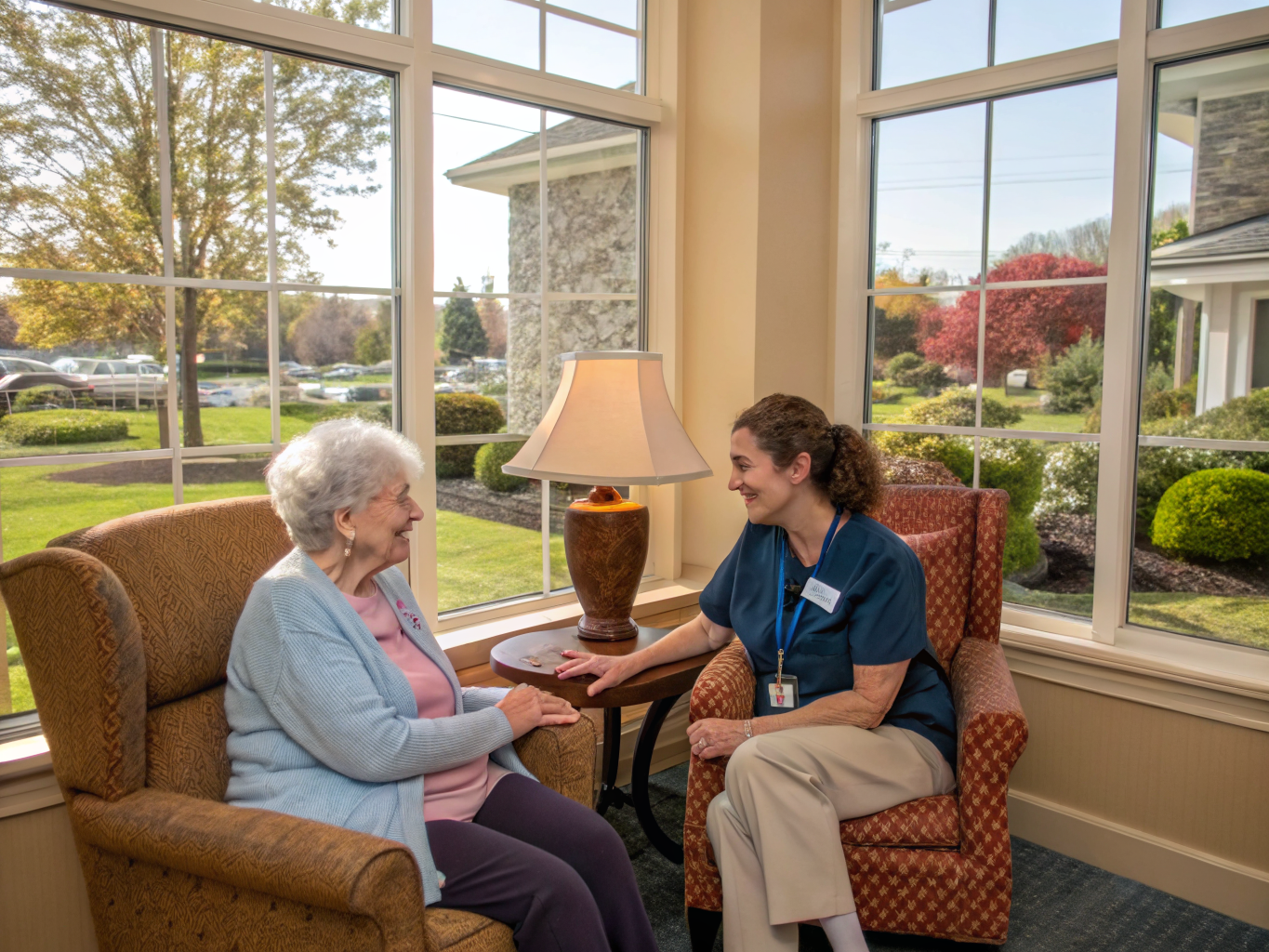 Home health aide providing care at Bear Creek Assisted Living in West Windsor Mercer County NJ