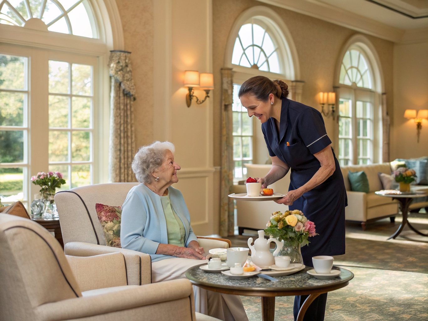 Home health aide providing care at Brandywine Senior Living at Princeton in Princeton Mercer County NJ