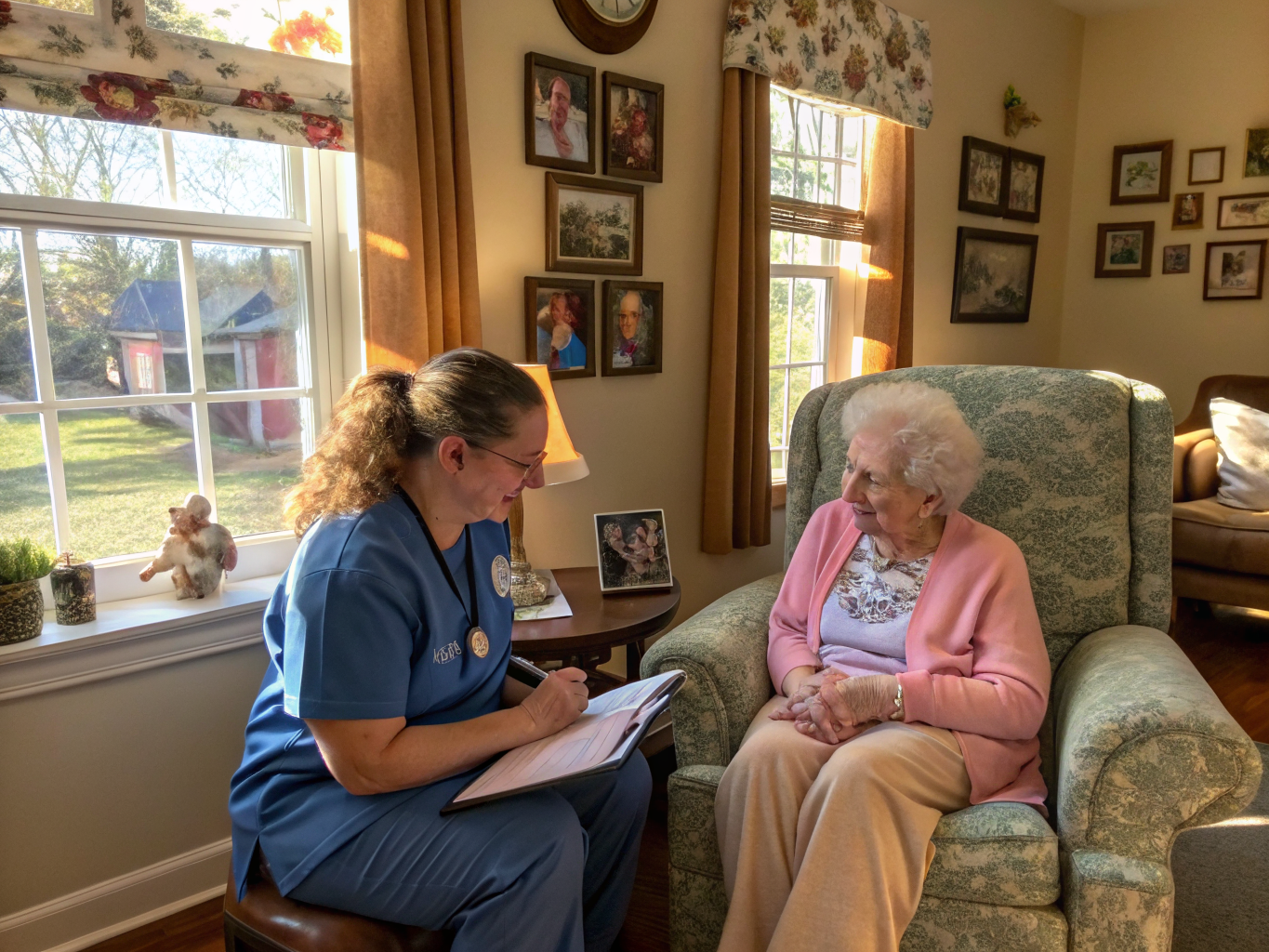 Home health aide providing care at Brookdale Hamilton in Hamilton Township Mercer County NJ
