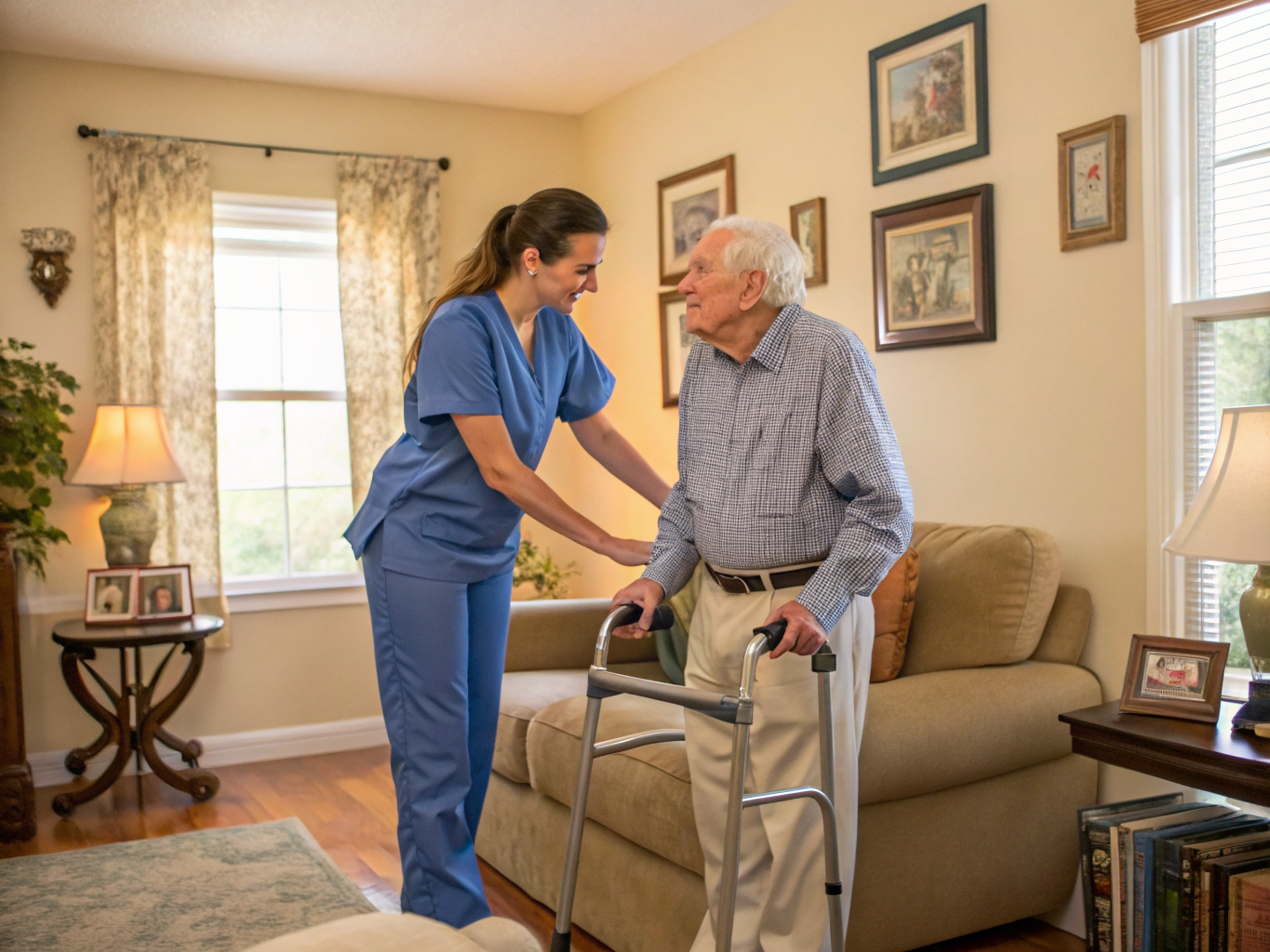 Home health aide providing care at Cambridge Hall in Ewing Township Mercer County NJ