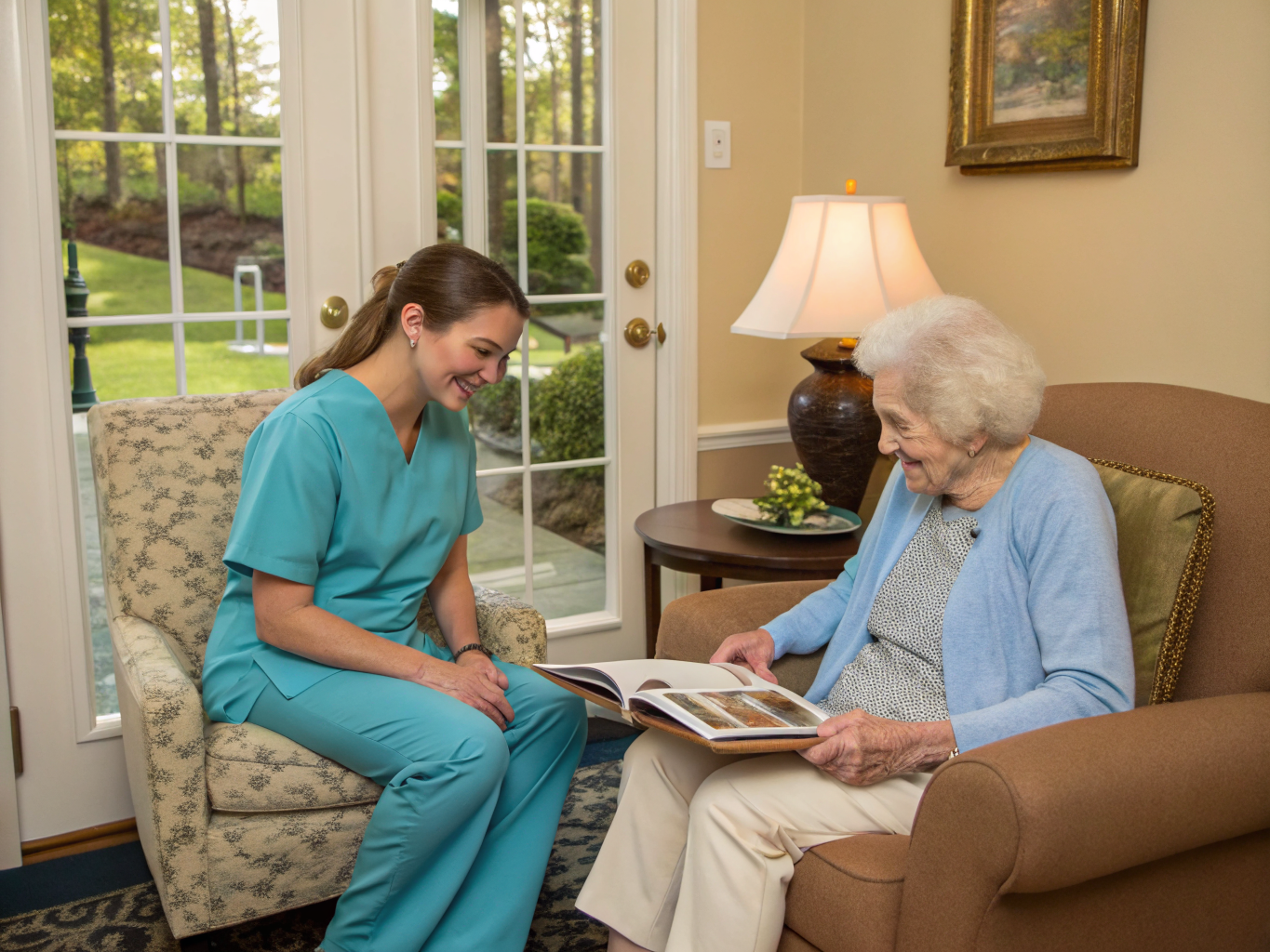 Home health aide providing care at Fox Trail Memory Care Living Princeton in Princeton Mercer County NJ