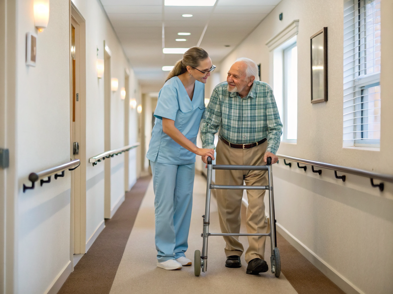 Home health aide providing care at Hamilton Continuing Care Center in Hamilton Township Mercer County NJ