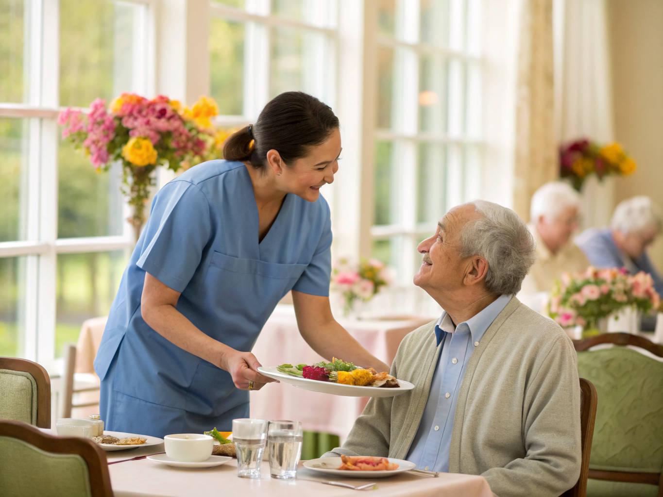 Home health aide providing care at Juniper Village at Hamilton in Hamilton Township Mercer County NJ
