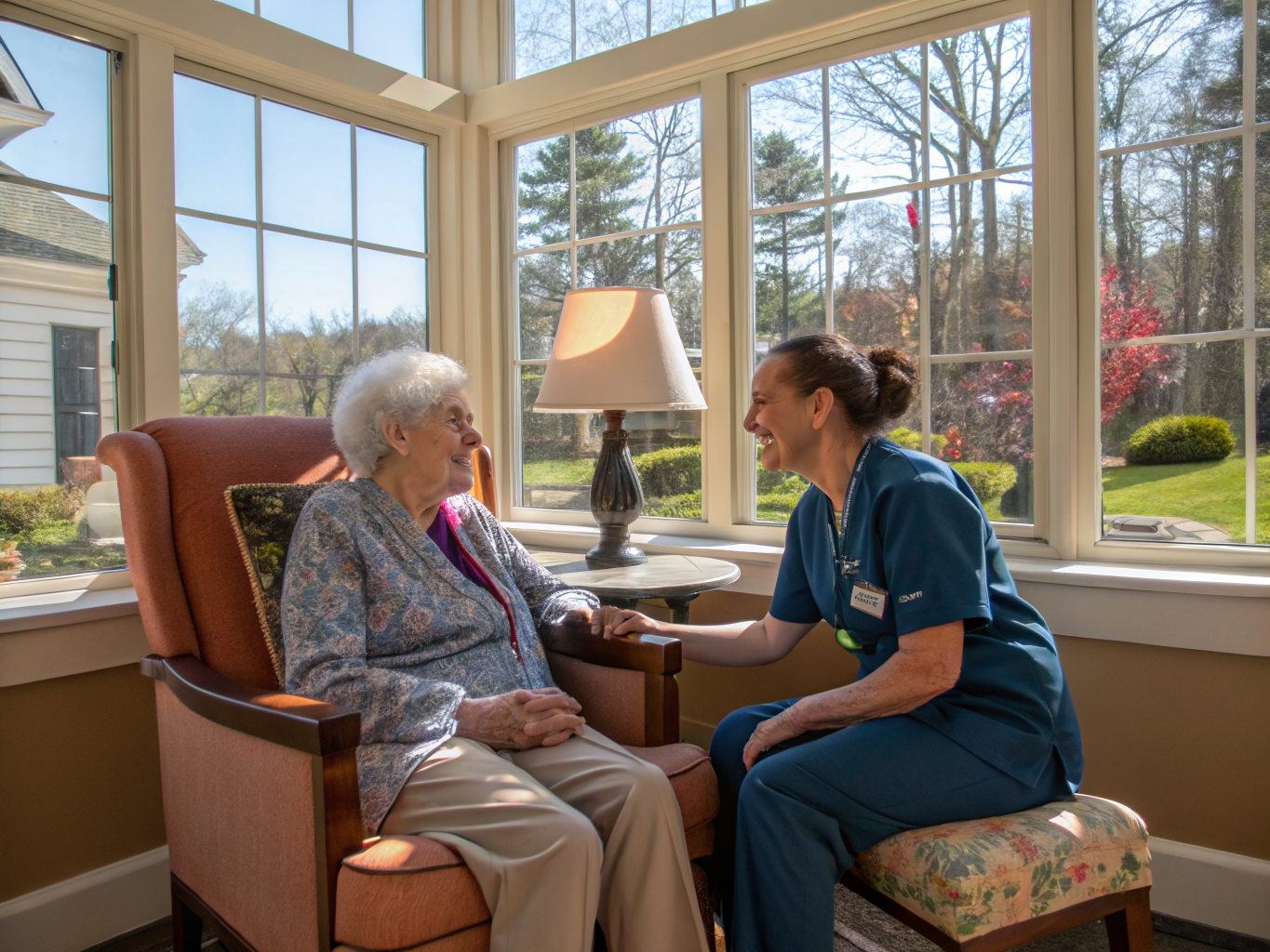 Home health aide providing care at St. Lawrence Rehabilitation Center in Lawrenceville Mercer County NJ