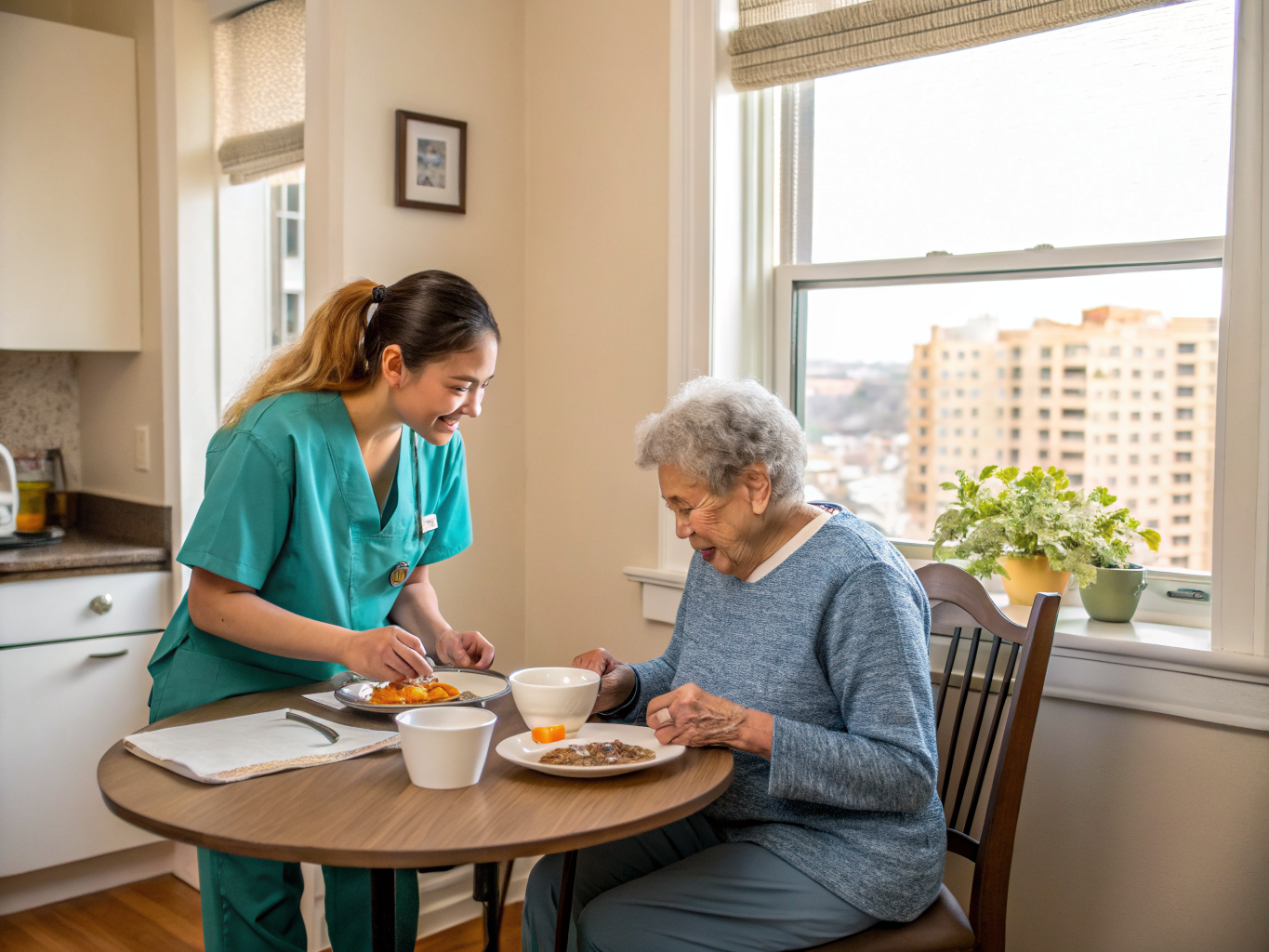 Home health aide providing care at Trenton Senior Independent Housing in Trenton Mercer County NJ