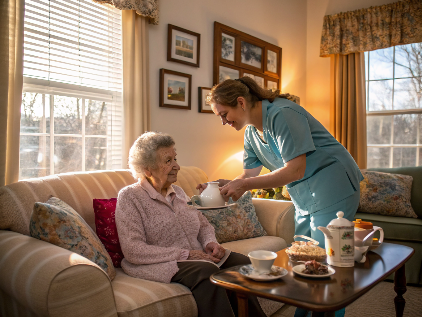 Home health aide providing care at Yorkshire Village in Lawrenceville Mercer County NJ
