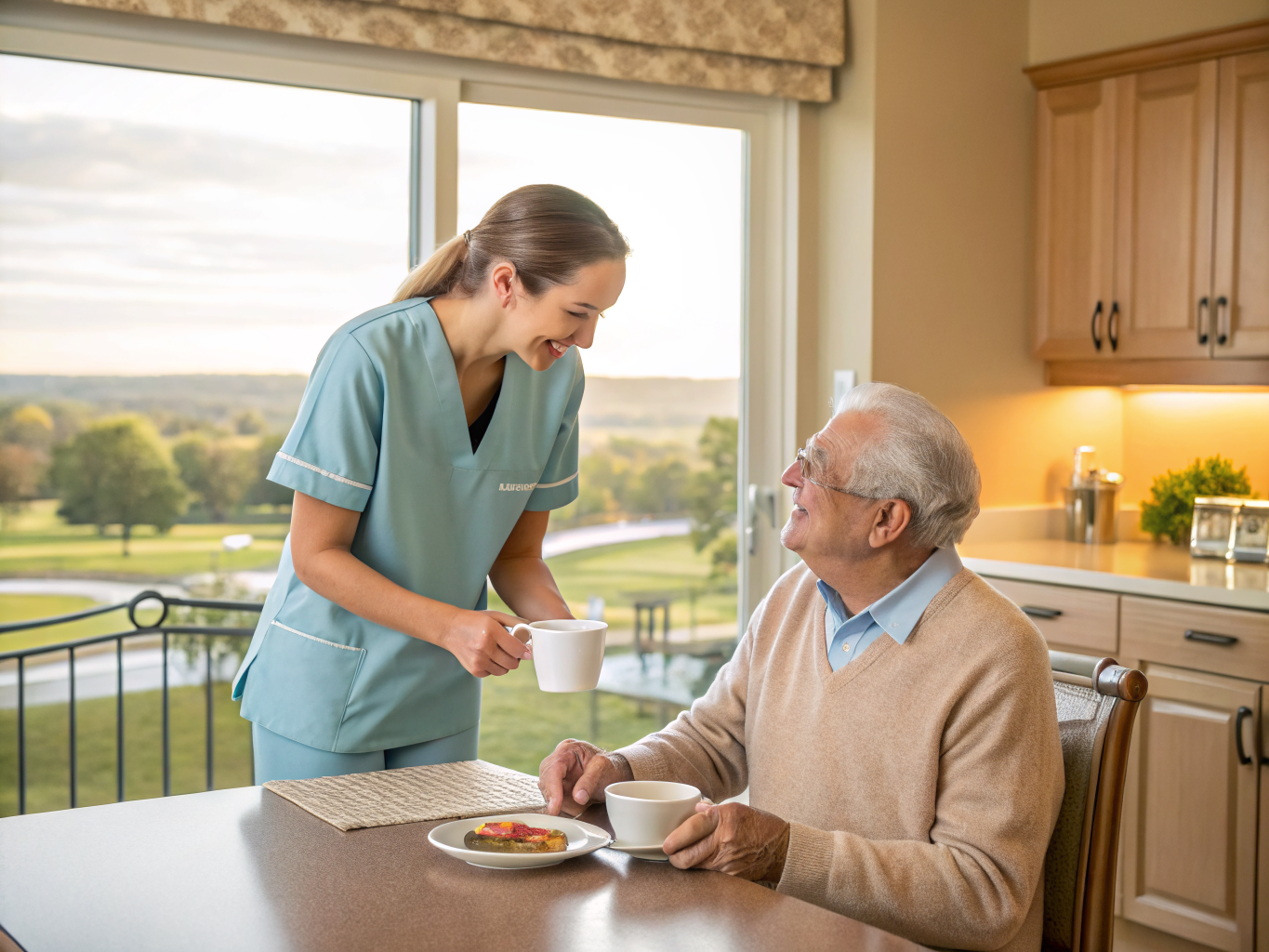 Home health aide providing care at Covered Bridge in Manalapan Monmouth County NJ