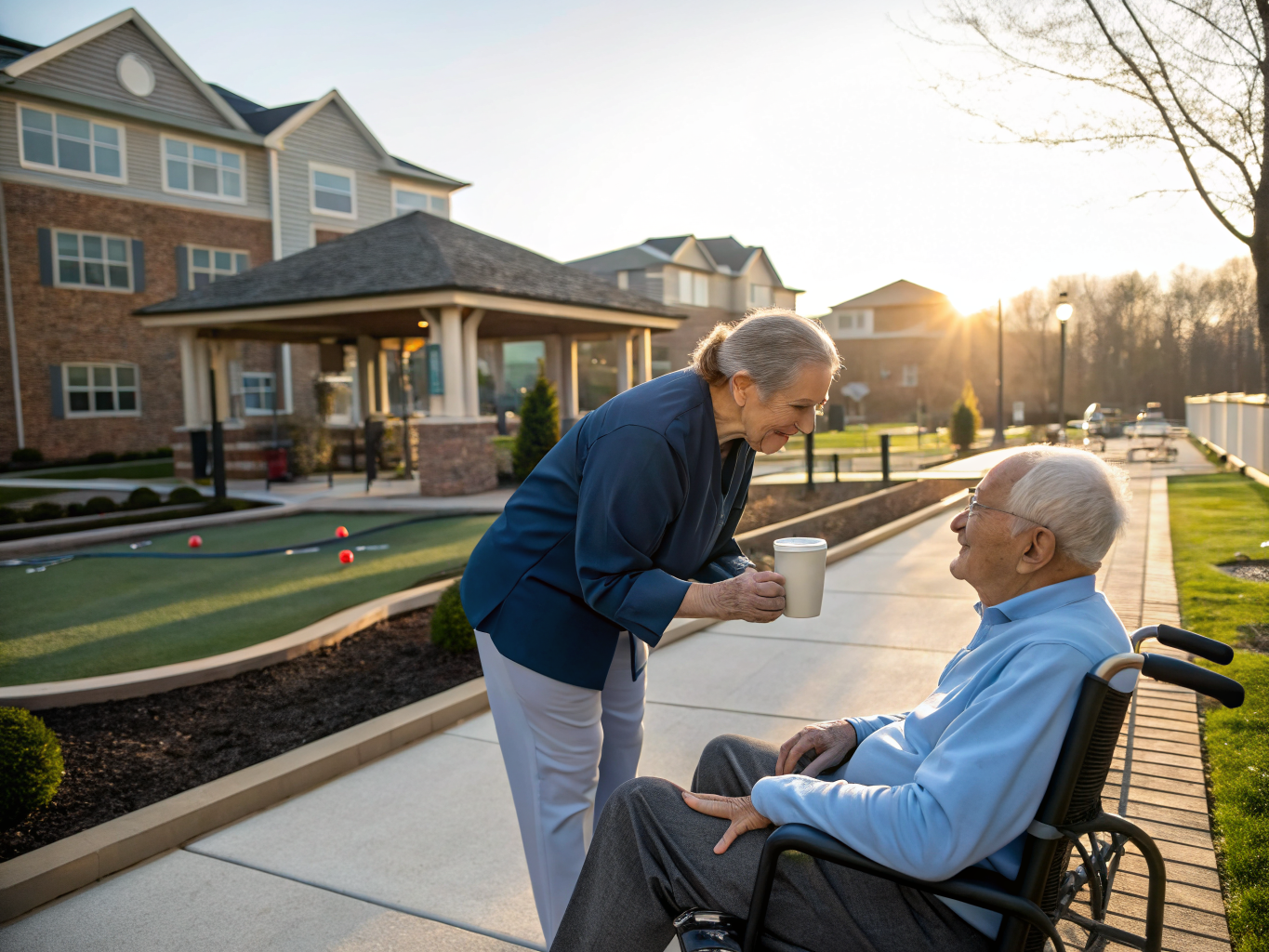 Home health aide providing care at Greentree Village at Hazlet in Hazlet Monmouth County NJ