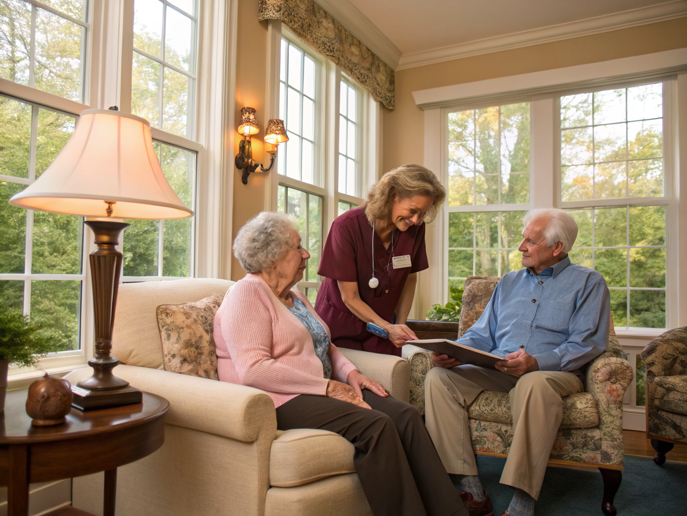 Home health aide providing care at Pine Brook Manor at Manalapan in Manalapan Township Monmouth County NJ