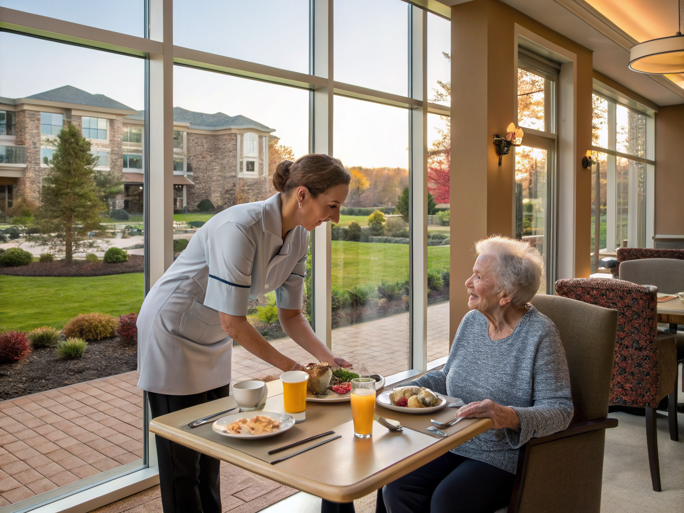 Home health aide providing care at The Villas of Holmdel in Holmdel Monmouth County NJ