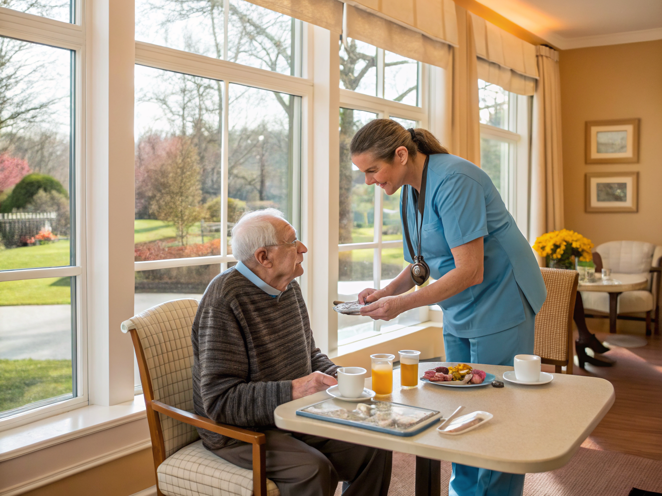 Home health aide providing care at Wardell Gardens at Tinton Falls in Tinton Falls Monmouth County NJ