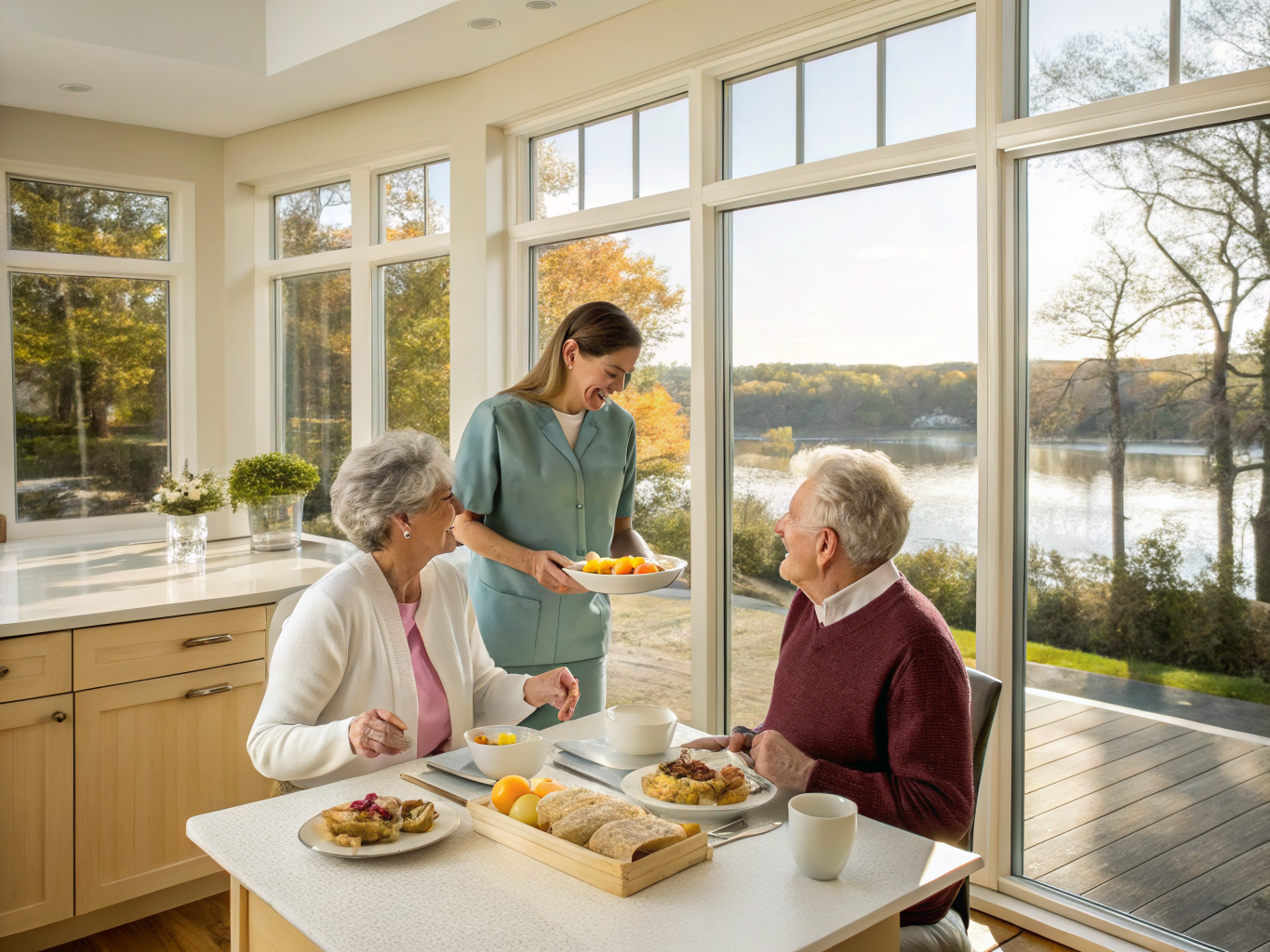 Home health aide providing care at Cedar Village at Brick in Brick Ocean County NJ