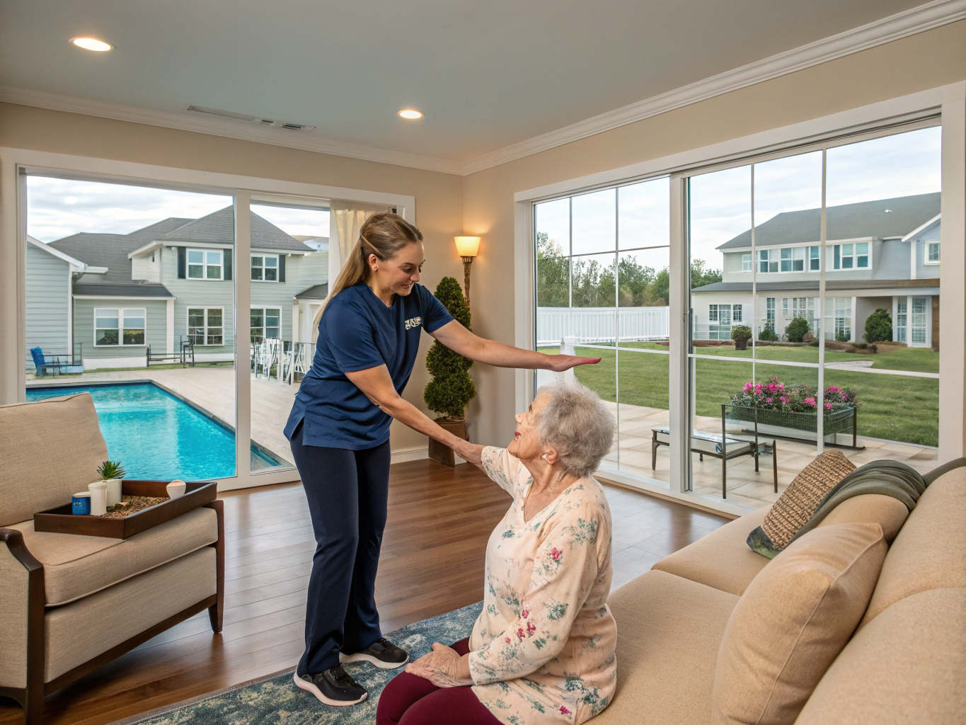 Home health aide providing care at Four Seasons at South Knolls in Jackson Ocean County NJ