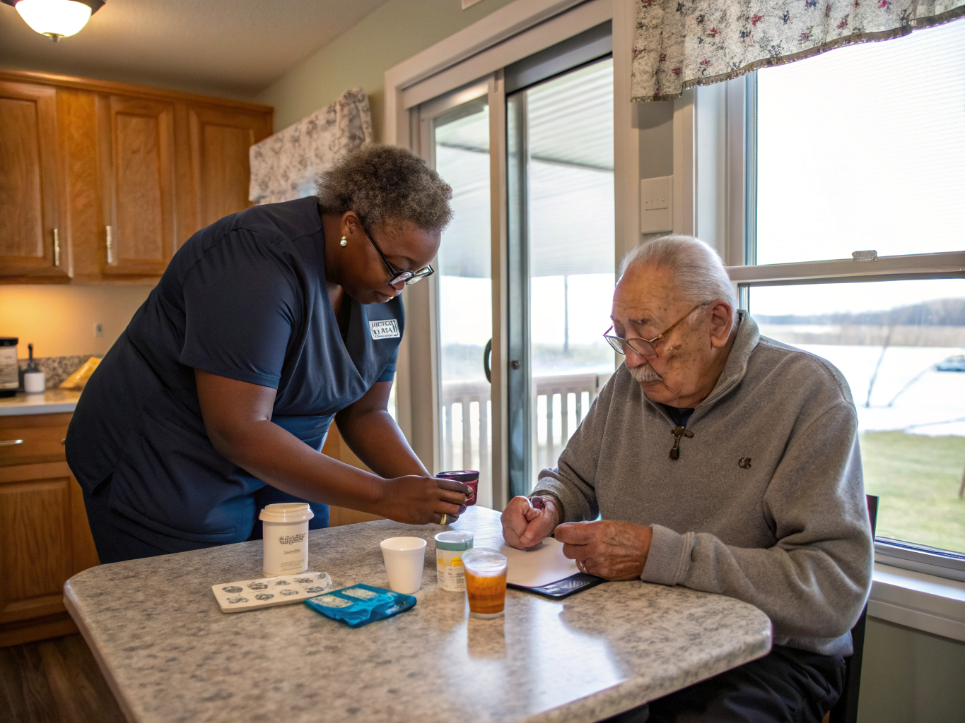 Home health aide providing care at Pine Ridge at Crestwood in Whiting Ocean County NJ
