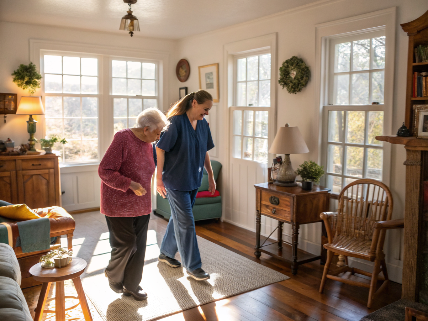 Home health aide providing care to a senior in Plumsted Township, Ocean County NJ