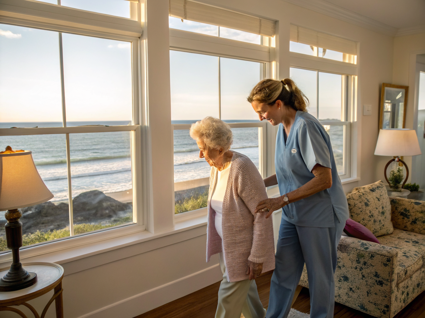 Home health aide providing care to a senior in Point Pleasant, Ocean County NJ